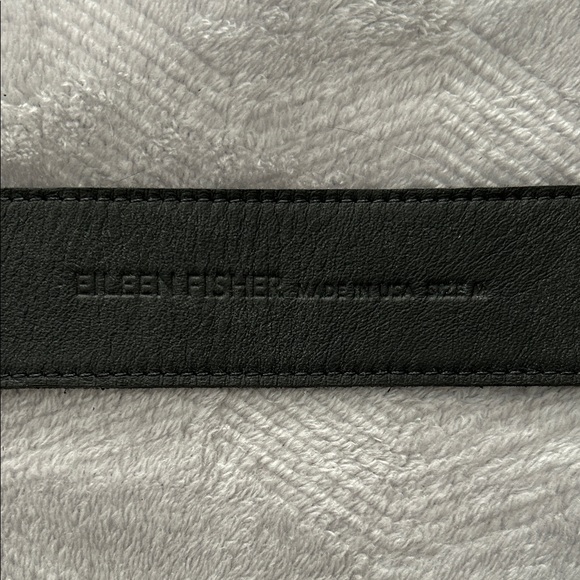 NWT Eileen Fisher Black Wide Leather Belt with Double Ring Buckle main image 4